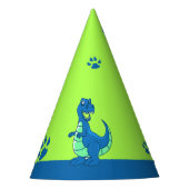 Green Blue Dinosaur Themed Kindergeburtstag Partyhütchen (Vorderseite)