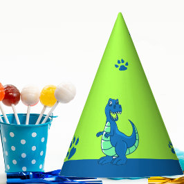 Green Blue Dinosaur Themed Kindergeburtstag Partyhütchen