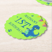 Green Blue Dinosaurier Themed Kindergeburtstag Par Untersetzer (angewinkelt)