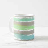Green Blue Driftwood Grau Wasserfarben Streifen Kaffeetasse (Vorderseite Links)