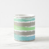 Green Blue Driftwood Grau Wasserfarben Streifen Kaffeetasse (Mittel)