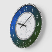 Green Blue Emerald Frohe Weihnachten Große Wanduhr (Winkel)