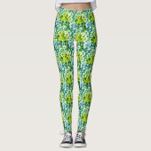Green Blue Filtered Crowded Dog Face Pattern Leggings (Vorderseite)