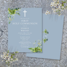 Green Blue First Holy Communion Einladung