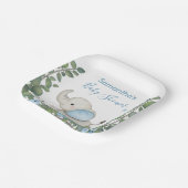 Green Blue Floral Elephant Baby Dusche Pappteller (Gewinkelt)