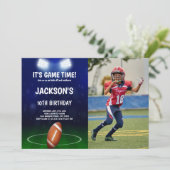 Green Blue Football Birthday Einladungen Foto (Stehend Vorderseite)