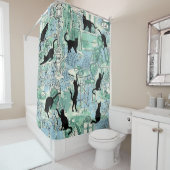 Green Blue French Cat Paris Café Duschvorhang (Beispiel)