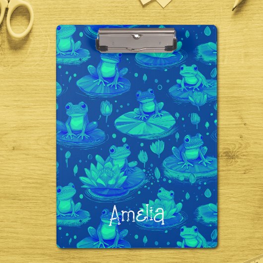 Green & Blue Frogs Personalisiert Klemmbrett