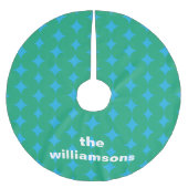 Green Blue Geometric Personalisiert Name Mitte des Polyester Weihnachtsbaumdecke (Vorderseite)
