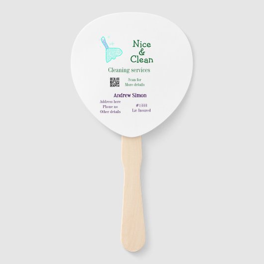 Green blue gitter clean mop add name address q r b fächer (Vorderseite)