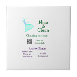 Green blue gitter clean mop add name address q r b fliese