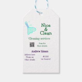 Green blue gitter clean mop add name address q r b geschenkanhänger