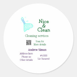 Green blue gitter clean mop add name address q r b runder aufkleber