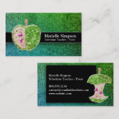 Green Blue Glitzer Apple Stellvertretender Lehrer Visitenkarte (Vorne/Hinten)