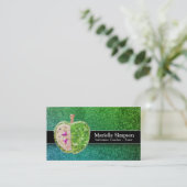 Green Blue Glitzer Apple Stellvertretender Lehrer  Visitenkarte (Stehend Vorderseite)