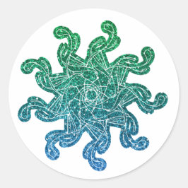 Green & Blue Glitzer Mandala Stickers