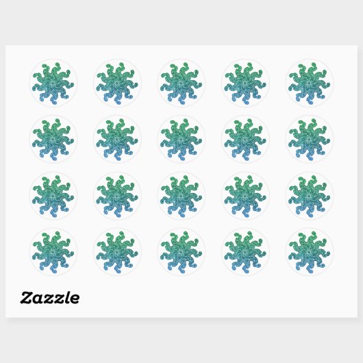 Green & Blue Glitzer Mandala Stickers (Blatt)