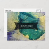 Green Blue & Gold Alkohol Tinte ich vermisse Ihr G Postkarte (Vorne/Hinten)