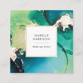 Green Blue Gold Aqucolor Tinte Quadratische Visitenkarte