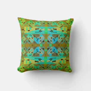 Green Blue Gold Tan Southwest Large Mosaics Design Kissen