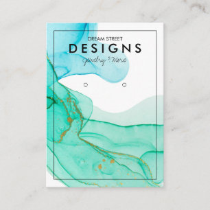 Green Blue Gold trendy Earring Display Card Visitenkarte