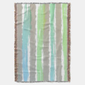 Green Blue Gray Watercolor Sommerstreifen Decke (Vorderseite Vertikal)