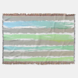 Green Blue Gray Watercolor Sommerstreifen Decke