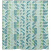 Green Blue Grey Abstrakt Triangle Duschvorhang (Vorderseite)