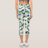 Green Blue Grey White Abstrakt Pattern   Capri Leggings (Rückseite)