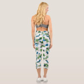 Green Blue Grey White Abstrakt Pattern   Capri Leggings (Rückseite)