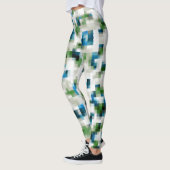 Green Blue Grey White Abstrakt Pattern Leggings (Links)