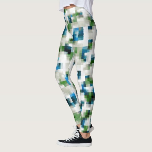 Green Blue Grey White Abstrakt Pattern Leggings (Links)