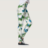 Green Blue Grey White Abstrakt Pattern Leggings (Rechts)