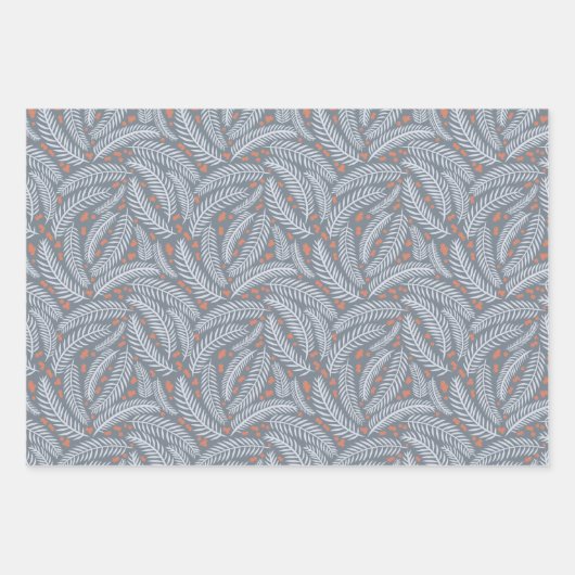 Green & Blue Hand gezeichnet Weihnachtsbaumleaf Geschenkpapier Set (Vorderseite 2)