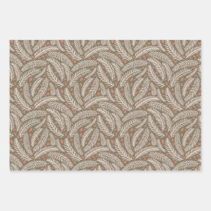 Green & Blue Hand gezeichnet Weihnachtsbaumleaf Geschenkpapier Set