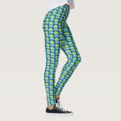 Green Blue Hanukkah Menorah Muster Trendy Chic Leggings (Rechts)