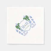 Green Blue Holidays Monogram Wappen Wedding Serviette (Vorderseite)