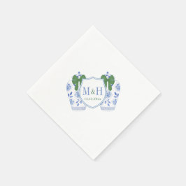 Green Blue Holidays Monogram Wappen Wedding Serviette