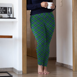 Green Blue Kariert Christmas Pajama Pants Leggings