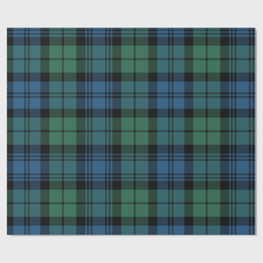 Green Blue Karo Kariert Rustic Classic Tartan Geschenkpapier (Flach)