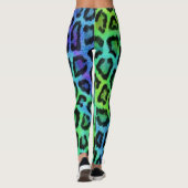 Green Blue Leopard Print Leggings (Rückseite)