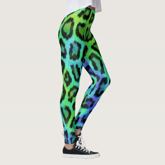 Green Blue Leopard Print Leggings (Rechts)