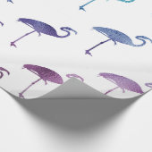Green Blue Lila Flamingo Watercolor Tropical Geschenkpapier (Ecke)