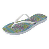 Green Blue Lila Geometric Badesandalen (Schrägansicht)