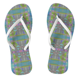 Green Blue Lila Geometric Badesandalen