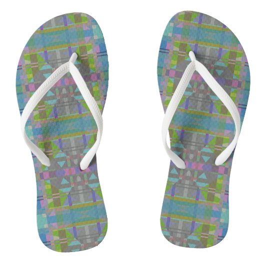 Green Blue Lila Geometric Badesandalen (Fußbett)