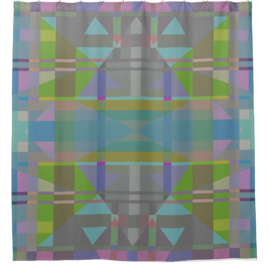 Green Blue Lila Geometric Duschvorhang (Vorderseite)