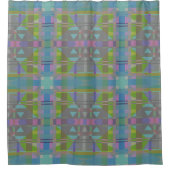 Green Blue Lila Geometric Duschvorhang (Vorderseite)