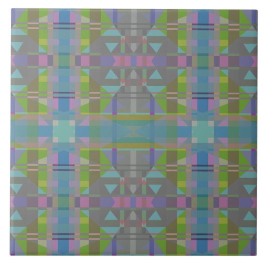 Green Blue Lila Geometric Fliese (Vorderseite)