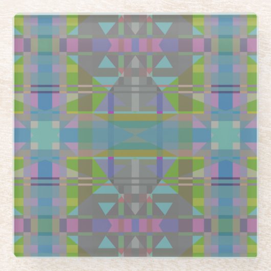 Green Blue Lila Geometric Glasuntersetzer (Vorderseite)